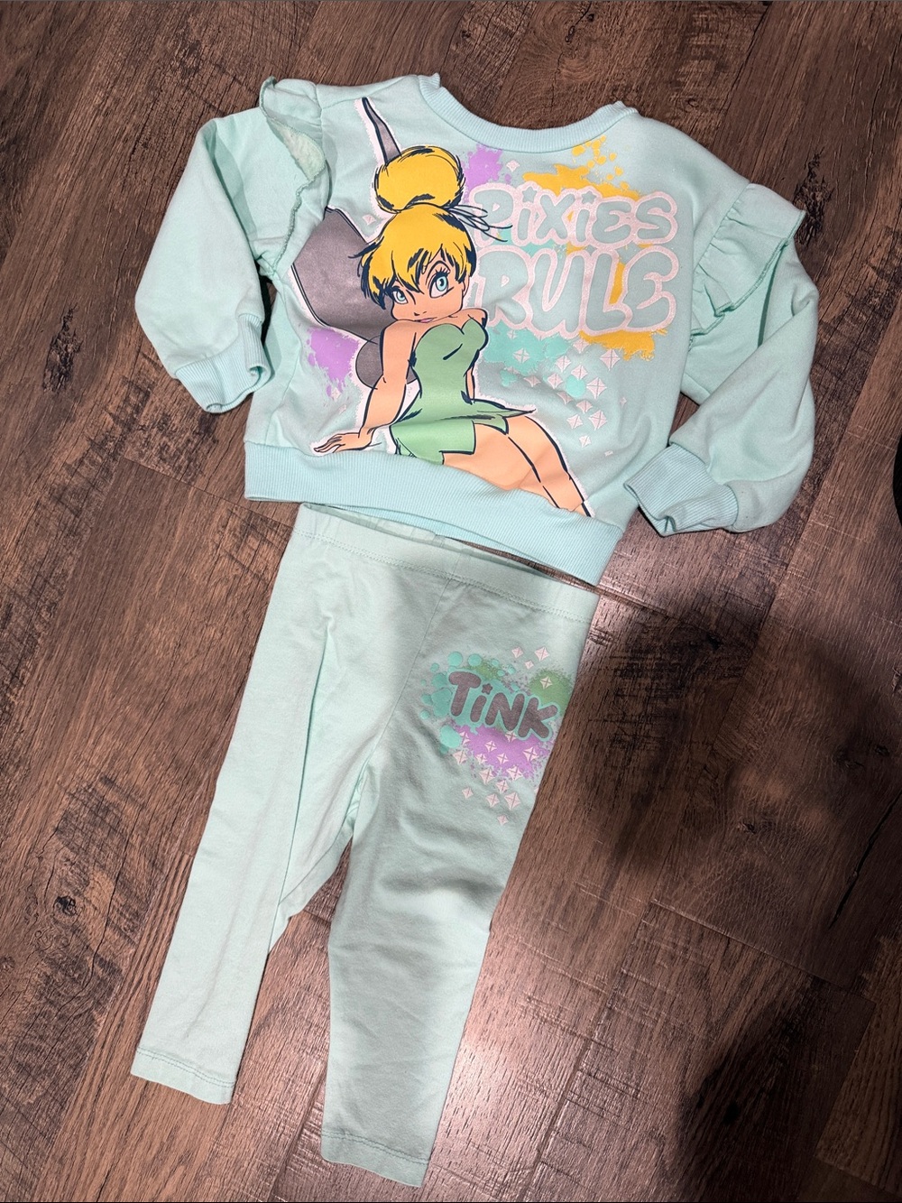 Disney Tinker Bell Mint Green Sweatshirt and Leggings Set -2T